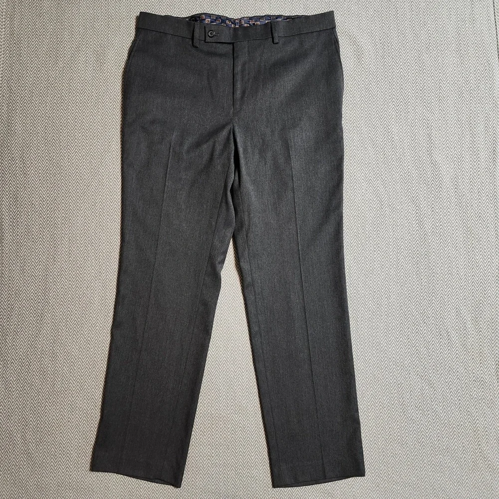 Lauren Ralph Lauren Mens Charcoal Grey Dress Pants 34W 30L Stretch Flat Front